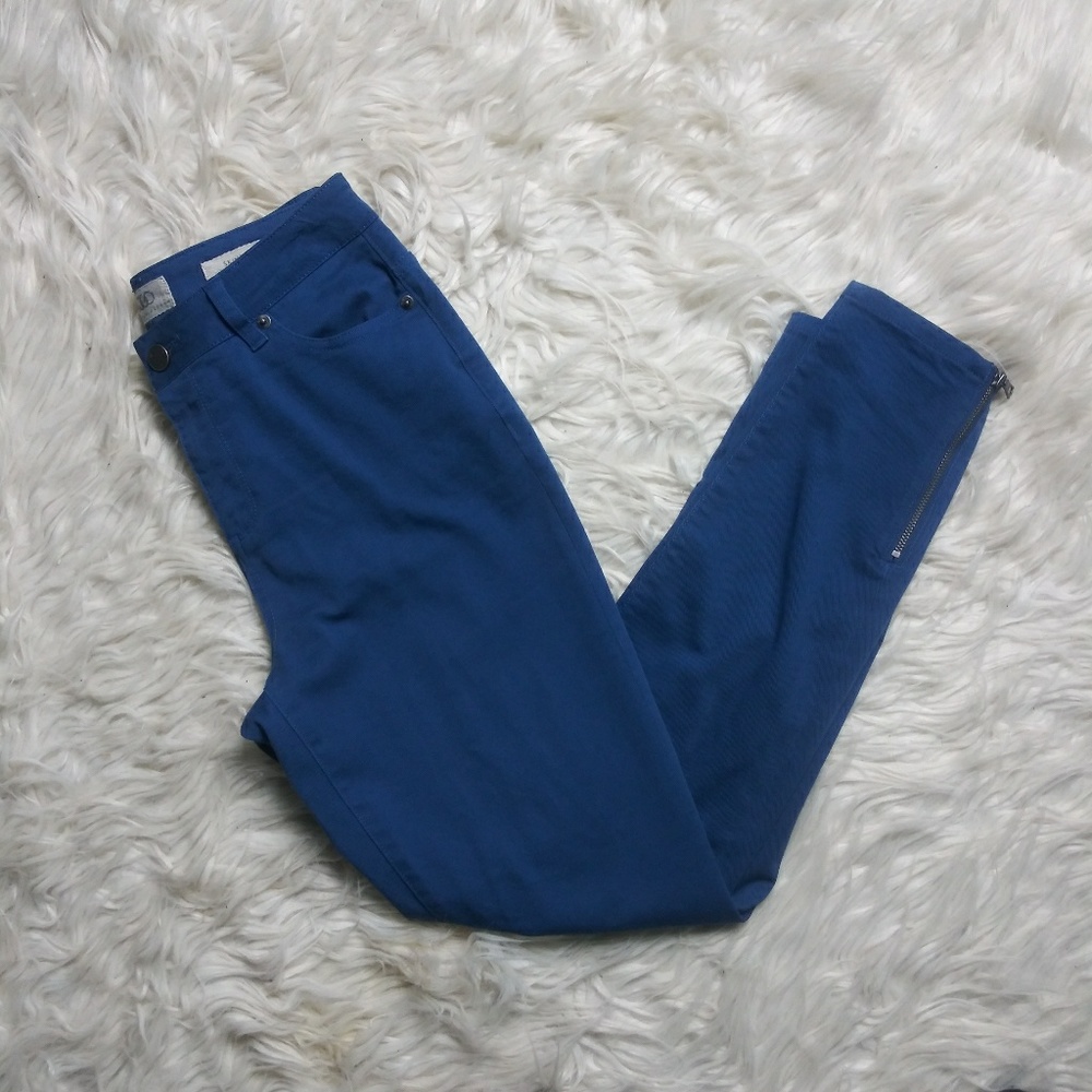Logo Lori Goldstein Blue Skinny zipper Pants Sz 2